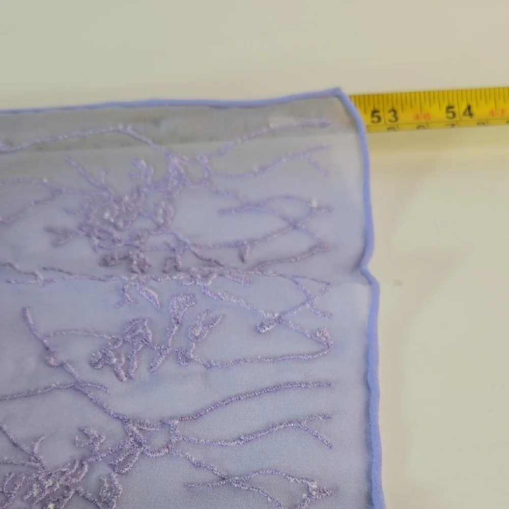 NIB Lavender Floral Embroidered Silk Sheer Scarf Exclusive